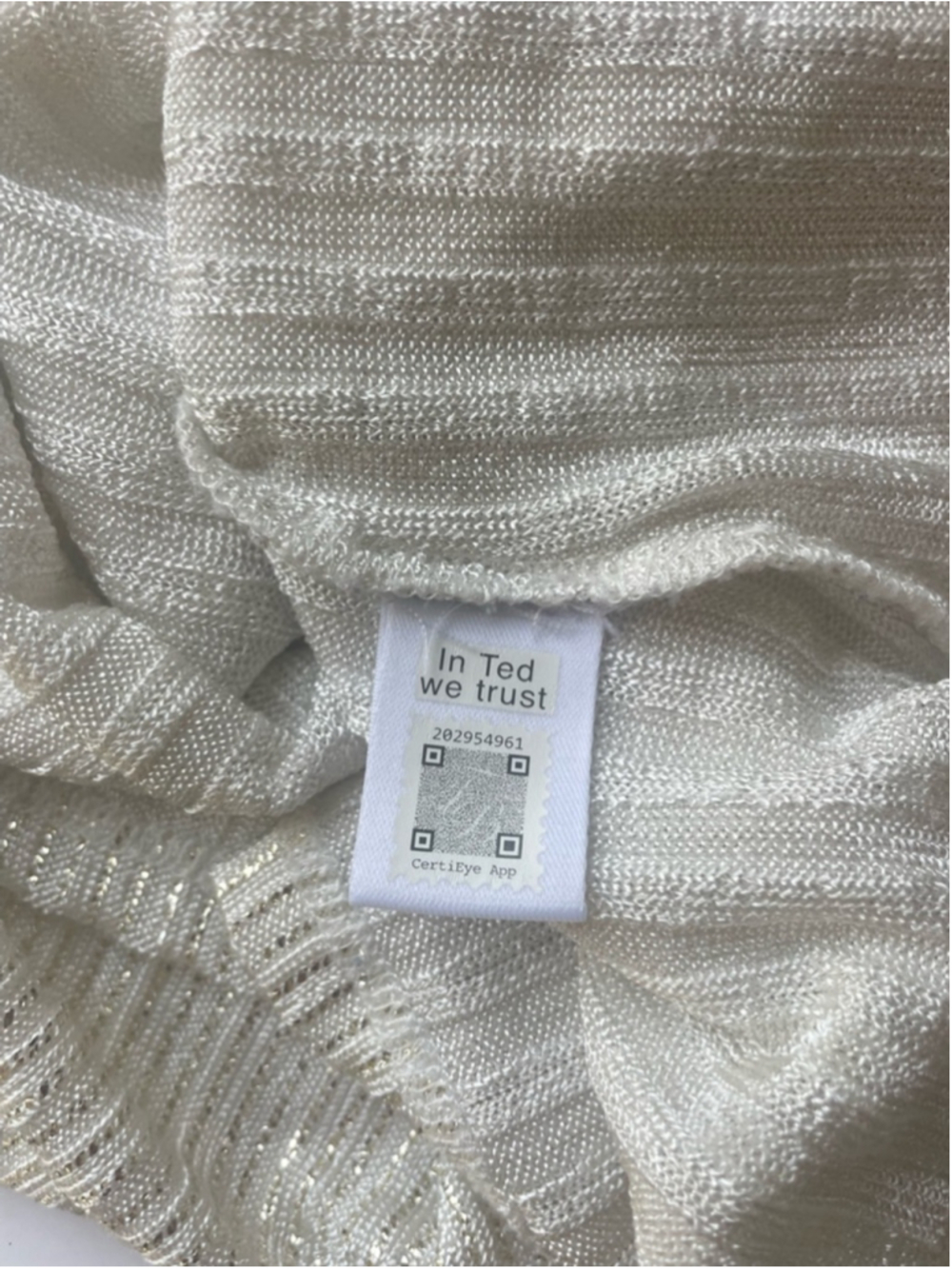 Light Cream Ribbed Short-Sleeve Knit Top - Picture 7 of 7